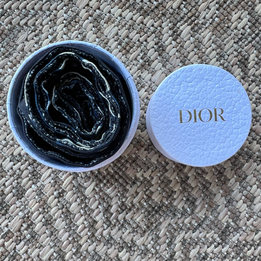 Dior Oblique Mitza Scarf Bandeau Silk Made in Italy Navy Beige - Picture 3 of 3